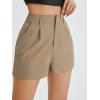 imageFloerns Womens Casual Solid High Waist Wide Leg Shorts with PocketLight Khaki