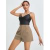 imageFloerns Womens Casual Solid High Waist Wide Leg Shorts with PocketLight Khaki