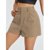 imageFloerns Womens Casual Solid High Waist Wide Leg Shorts with PocketLight Khaki