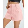 imageFloerns Womens Casual Solid High Waist Wide Leg Shorts with PocketLight Pink