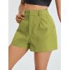 imageFloerns Womens Casual Solid High Waist Wide Leg Shorts with PocketLime Green