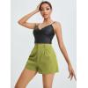 imageFloerns Womens Casual Solid High Waist Wide Leg Shorts with PocketLime Green