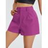 imageFloerns Womens Casual Solid High Waist Wide Leg Shorts with PocketPurple