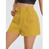 imageFloerns Womens Casual Solid High Waist Wide Leg Shorts with PocketYellow Solid