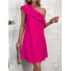 imageFloerns Womens One Shoulder Tiered Layered Sleeveless Ruffle Trim Tunic DressA Hot Pink