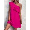 imageFloerns Womens One Shoulder Tiered Layered Sleeveless Ruffle Trim Tunic DressA Hot Pink