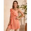 imageFloerns Womens One Shoulder Tiered Layered Sleeveless Ruffle Trim Tunic DressCoral Orange
