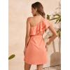 imageFloerns Womens One Shoulder Tiered Layered Sleeveless Ruffle Trim Tunic DressCoral Orange