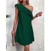 imageFloerns Womens One Shoulder Tiered Layered Sleeveless Ruffle Trim Tunic DressDark Green