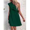 imageFloerns Womens One Shoulder Tiered Layered Sleeveless Ruffle Trim Tunic DressDark Green