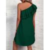 imageFloerns Womens One Shoulder Tiered Layered Sleeveless Ruffle Trim Tunic DressDark Green