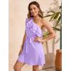imageFloerns Womens One Shoulder Tiered Layered Sleeveless Ruffle Trim Tunic DressLilac Purple