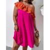 imageFloerns Womens One Shoulder Tiered Layered Sleeveless Ruffle Trim Tunic DressPink Orange