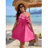 imageFloerns Womens One Shoulder Tiered Layered Sleeveless Ruffle Trim Tunic DressPink Solid