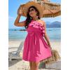 imageFloerns Womens One Shoulder Tiered Layered Sleeveless Ruffle Trim Tunic DressPink Solid