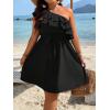 imageFloerns Womens One Shoulder Tiered Layered Sleeveless Ruffle Trim Tunic DressPlain Black