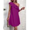 imageFloerns Womens One Shoulder Tiered Layered Sleeveless Ruffle Trim Tunic DressPurple