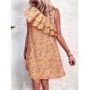 imageFloerns Womens One Shoulder Tiered Layered Sleeveless Ruffle Trim Tunic DressYellow Floral