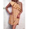 imageFloerns Womens One Shoulder Tiered Layered Sleeveless Ruffle Trim Tunic DressYellow Floral