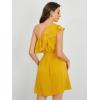 imageFloerns Womens One Shoulder Tiered Layered Sleeveless Ruffle Trim Tunic DressYellow Solid