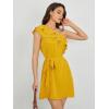 imageFloerns Womens One Shoulder Tiered Layered Sleeveless Ruffle Trim Tunic DressYellow Solid