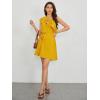 imageFloerns Womens One Shoulder Tiered Layered Sleeveless Ruffle Trim Tunic DressYellow Solid