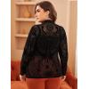 imageFloerns Womens Plus Size Leopard Print Mock Neck Mesh Long Sleeve Tee Shirt TopBlack Paisley