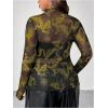 imageFloerns Womens Plus Size Leopard Print Mock Neck Mesh Long Sleeve Tee Shirt TopBlack and Yellow