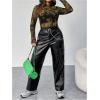 imageFloerns Womens Plus Size Leopard Print Mock Neck Mesh Long Sleeve Tee Shirt TopBlack and Yellow
