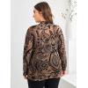 imageFloerns Womens Plus Size Leopard Print Mock Neck Mesh Long Sleeve Tee Shirt TopBrown Paisley