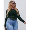 imageFloerns Womens Plus Size Leopard Print Mock Neck Mesh Long Sleeve Tee Shirt TopForest Green