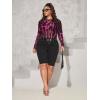 imageFloerns Womens Plus Size Leopard Print Mock Neck Mesh Long Sleeve Tee Shirt TopHot Pink