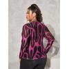 imageFloerns Womens Plus Size Leopard Print Mock Neck Mesh Long Sleeve Tee Shirt TopHot Pink