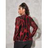 imageFloerns Womens Plus Size Leopard Print Mock Neck Mesh Long Sleeve Tee Shirt TopHot Red