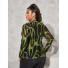 imageFloerns Womens Plus Size Leopard Print Mock Neck Mesh Long Sleeve Tee Shirt TopMustard Yellow