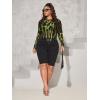 imageFloerns Womens Plus Size Leopard Print Mock Neck Mesh Long Sleeve Tee Shirt TopMustard Yellow