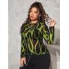 imageFloerns Womens Plus Size Leopard Print Mock Neck Mesh Long Sleeve Tee Shirt TopMustard Yellow