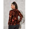 imageFloerns Womens Plus Size Leopard Print Mock Neck Mesh Long Sleeve Tee Shirt TopOrange