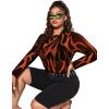 imageFloerns Womens Plus Size Leopard Print Mock Neck Mesh Long Sleeve Tee Shirt TopOrange