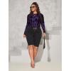 imageFloerns Womens Plus Size Leopard Print Mock Neck Mesh Long Sleeve Tee Shirt TopPurple