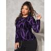 imageFloerns Womens Plus Size Leopard Print Mock Neck Mesh Long Sleeve Tee Shirt TopPurple