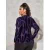 imageFloerns Womens Plus Size Leopard Print Mock Neck Mesh Long Sleeve Tee Shirt TopPurple