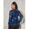 imageFloerns Womens Plus Size Leopard Print Mock Neck Mesh Long Sleeve Tee Shirt TopRoyal Blue