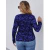 imageFloerns Womens Plus Size Leopard Print Mock Neck Mesh Long Sleeve Tee Shirt TopRoyal Blue Solid