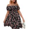 imageFloerns Womens Plus Size Ruffle Off Shoulder Floral Print Short Summer DressBlack