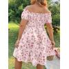 imageFloerns Womens Plus Size Ruffle Off Shoulder Floral Print Short Summer DressPink
