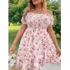 imageFloerns Womens Plus Size Ruffle Off Shoulder Floral Print Short Summer DressPink