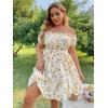 imageFloerns Womens Plus Size Ruffle Off Shoulder Floral Print Short Summer DressYellow