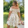 imageFloerns Womens Plus Size Ruffle Off Shoulder Floral Print Short Summer DressYellow
