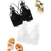 imageFloerns Womens Sexy Lace V Neck Criss Cross Back Bralette Crop TopBlack White